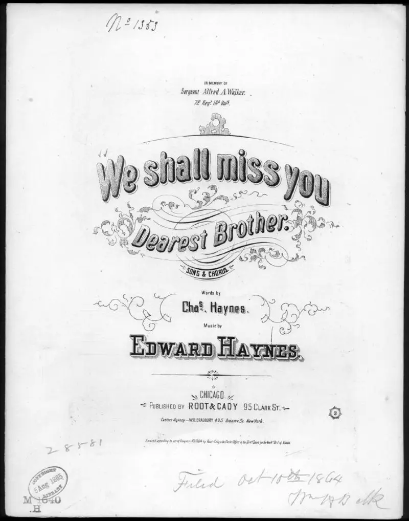 Первая страница нот «We shall miss you, dearest brother»