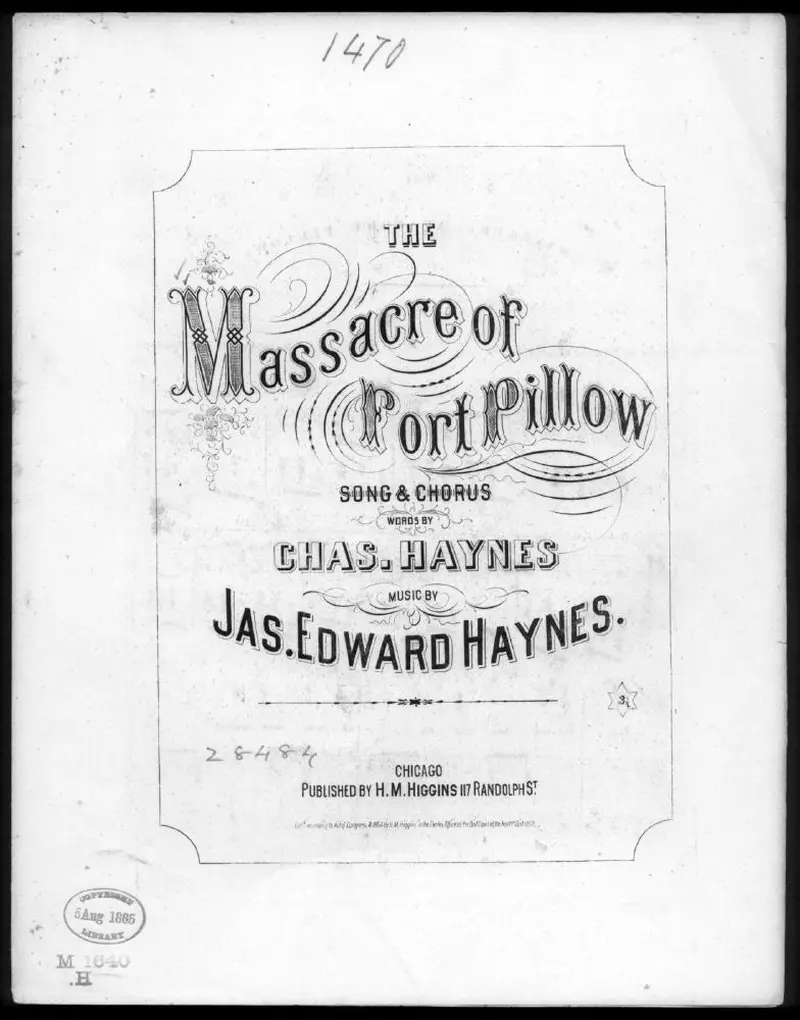 Первая страница нот «The Massacre at Fort Pillow»