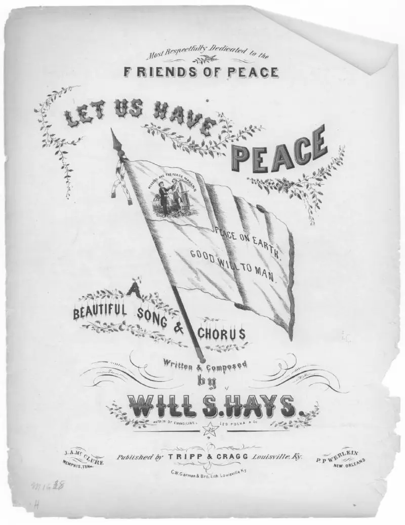 Первая страница нот «Let us have peace»