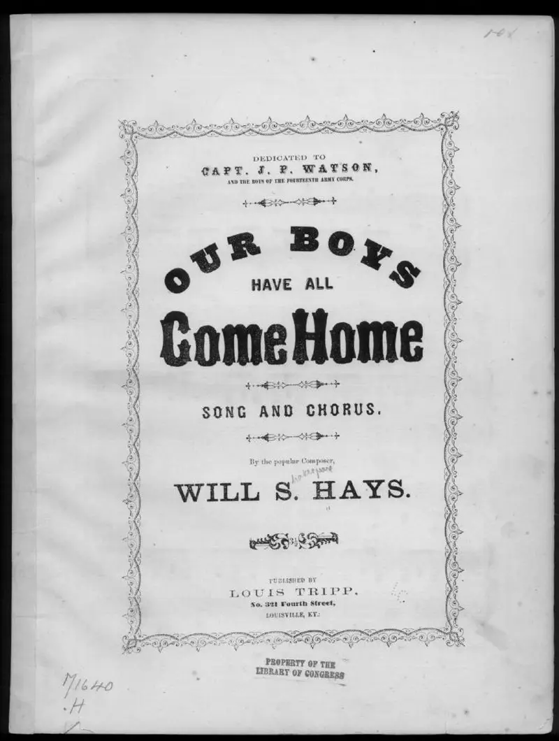 Первая страница нот «Our boys have all come home»