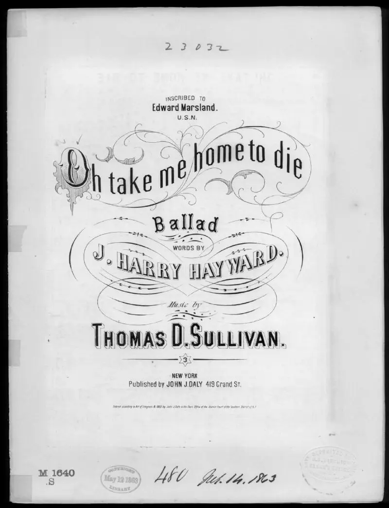 Первая страница нот «Oh! take me home to die»