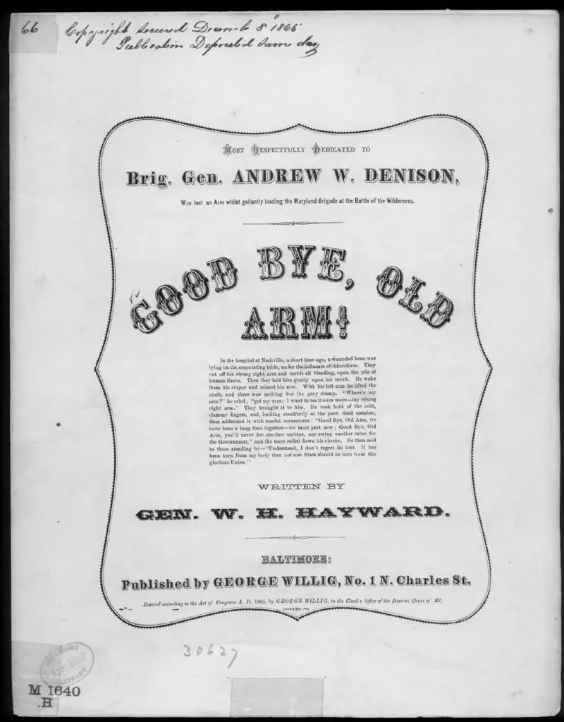Первая страница нот «Good-bye old arm»