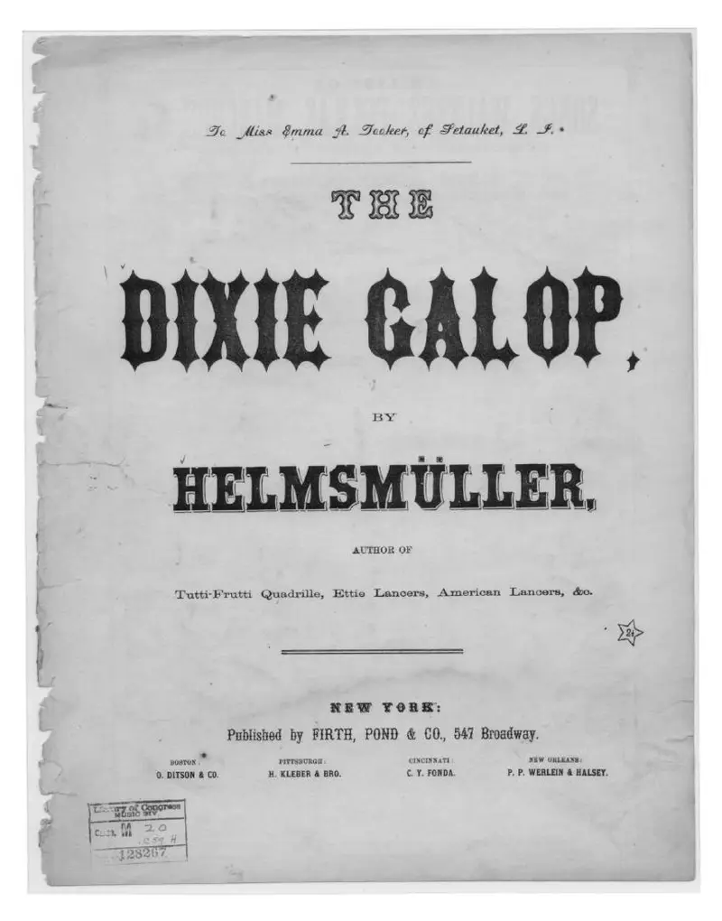 Первая страница нот «The Dixie galop»