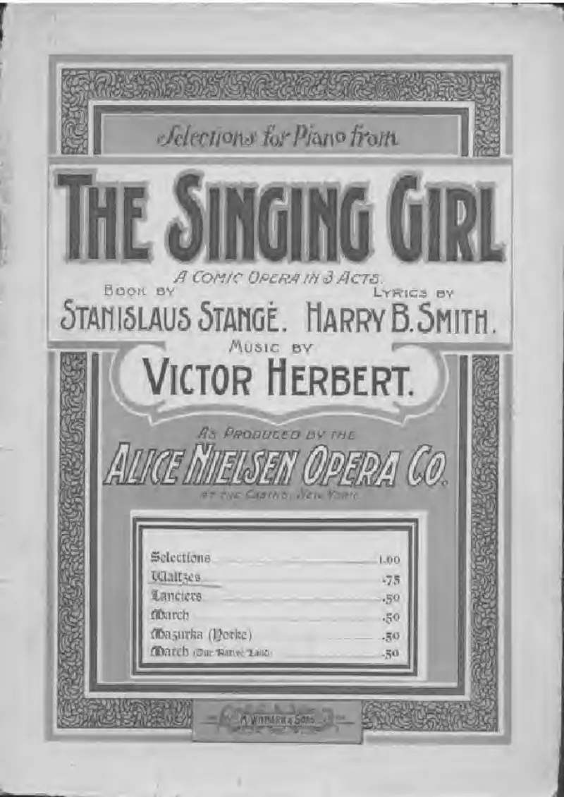 Первая страница нот «The Singing Girl»