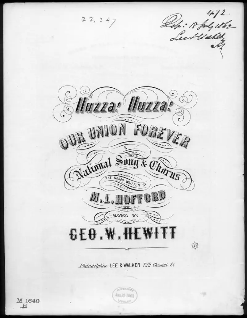 Первая страница нот «Huzza! huzza! our union forever!»