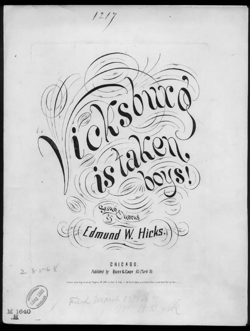Первая страница нот «Vicksburg is taken, boys!»