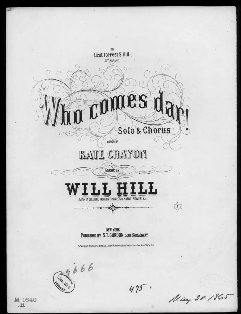 Первая страница нот «Who comes dar?»