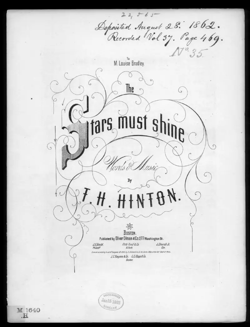 Первая страница нот «The Stars must ever shine»