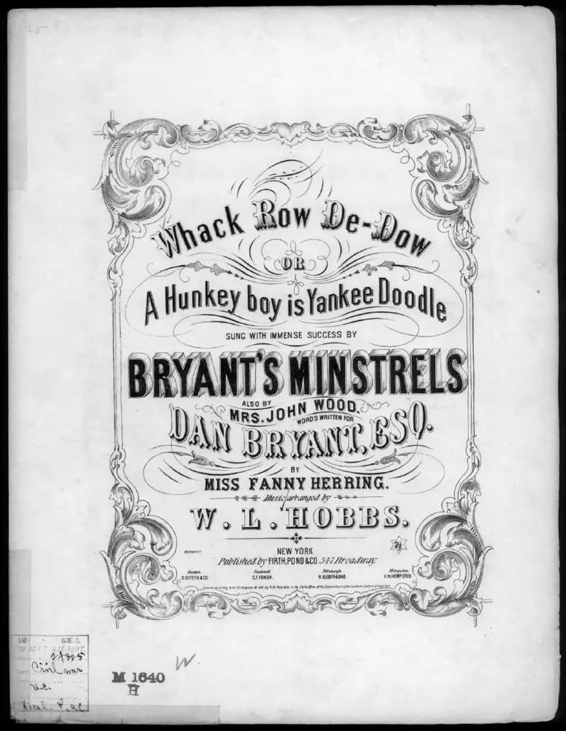 Первая страница нот «Whack, row do dow!, or A Hunkey boy is yankee doodle»