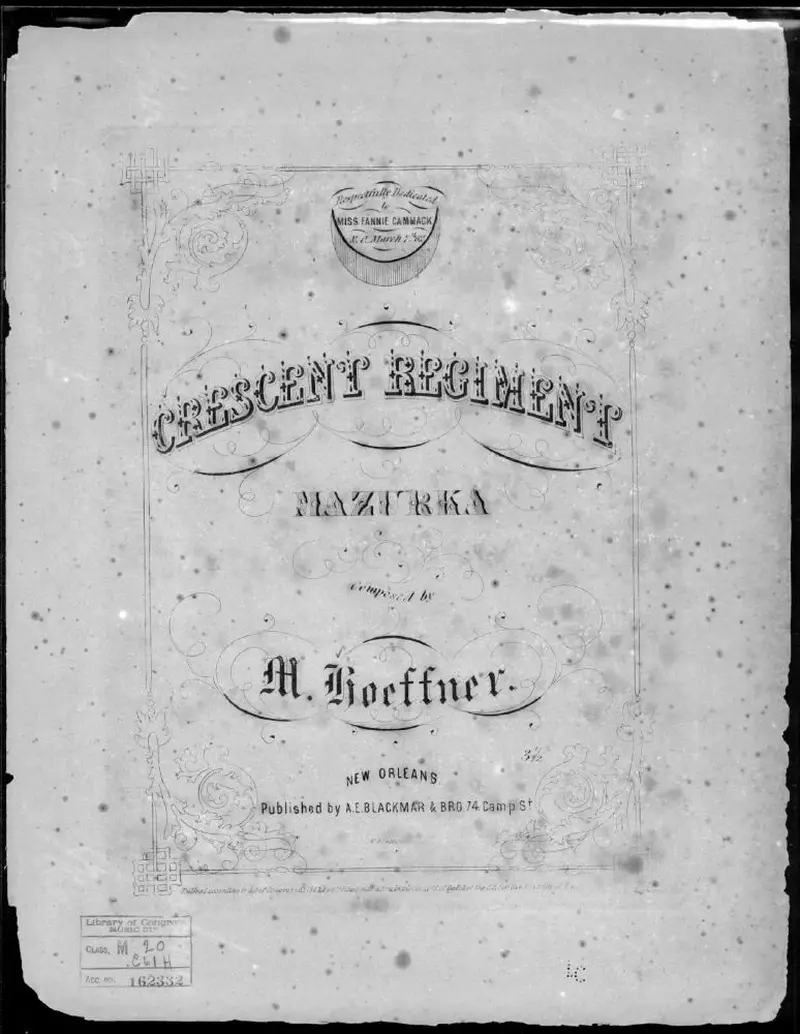 Первая страница нот «Crescent regiment Мазурка»