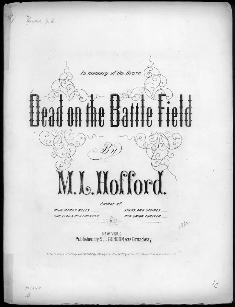 Первая страница нот «Dead on the battle field»