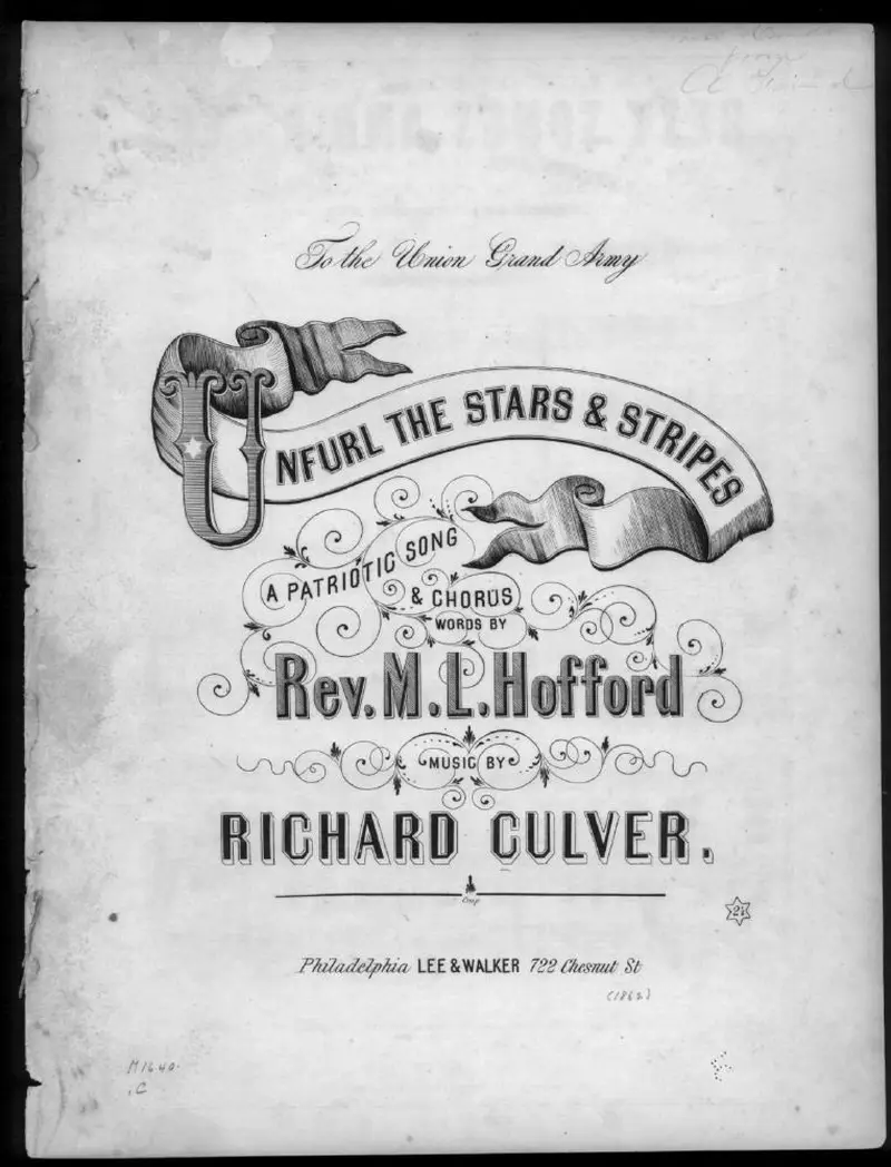 Первая страница нот «Unfurl the stars and stripes»