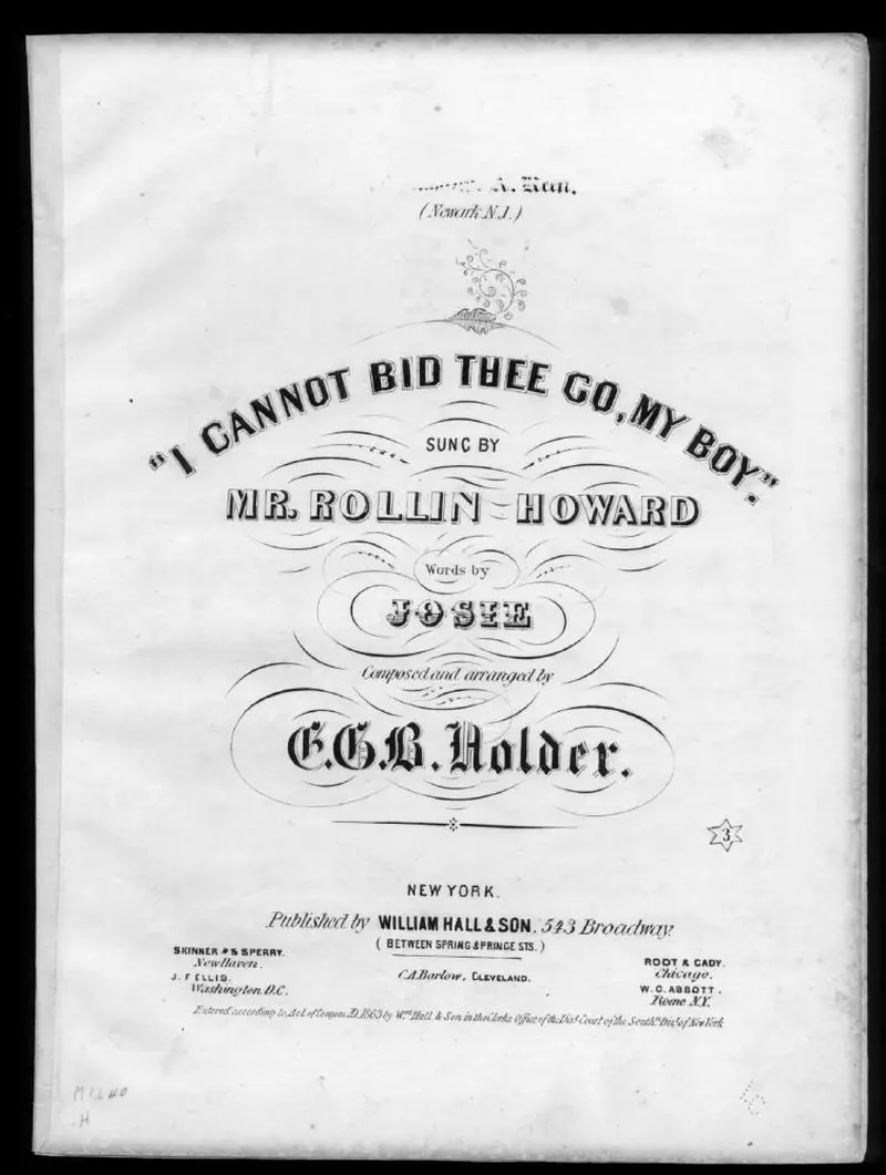 Первая страница нот «I cannot bid thee go, my boy»