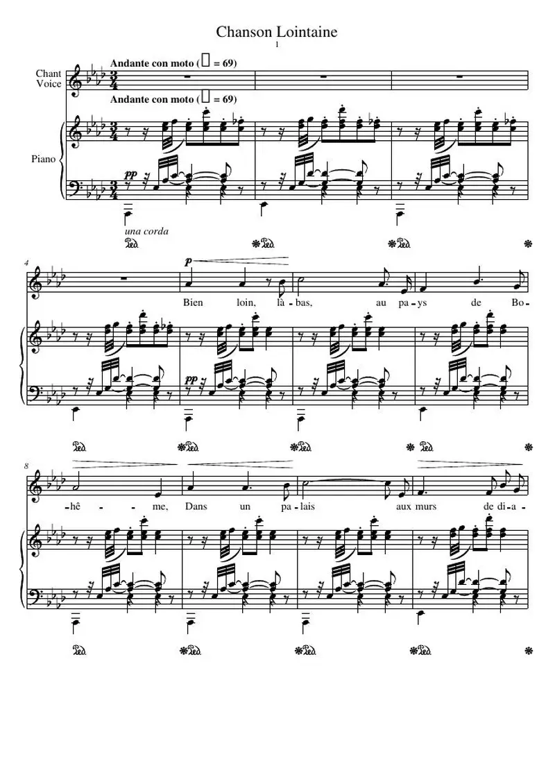 Первая страница нот «Chanson Lointaine»