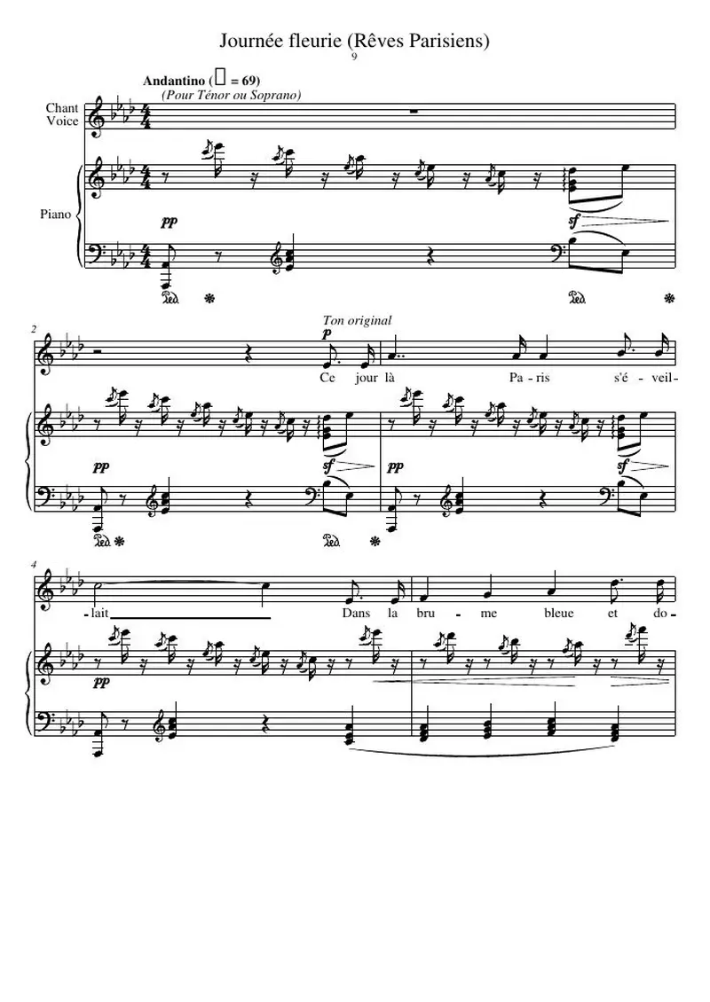 Первая страница нот «Journée fleurie (Rêves Parisiens)»