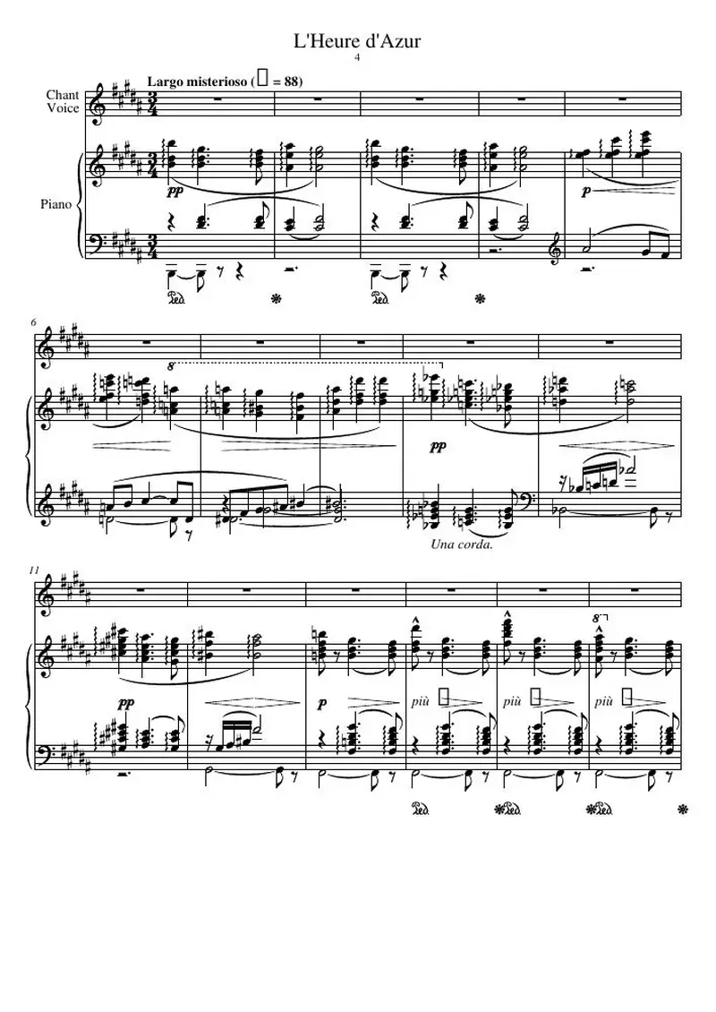 Первая страница нот «L'Heure d'Azur»