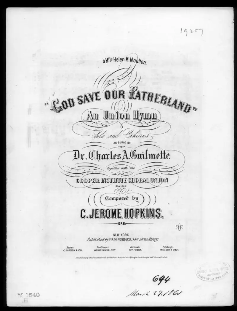 Первая страница нот «God save our fatherland»