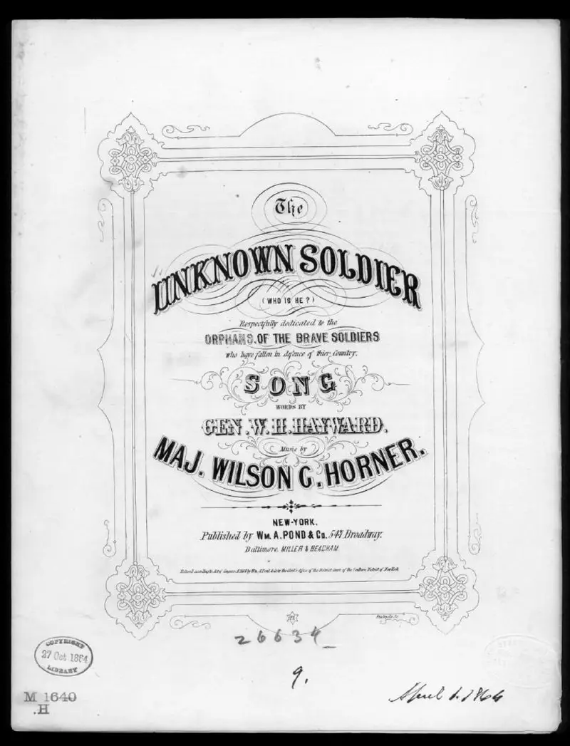 Первая страница нот «The Unknown soldier! (who is he?)»