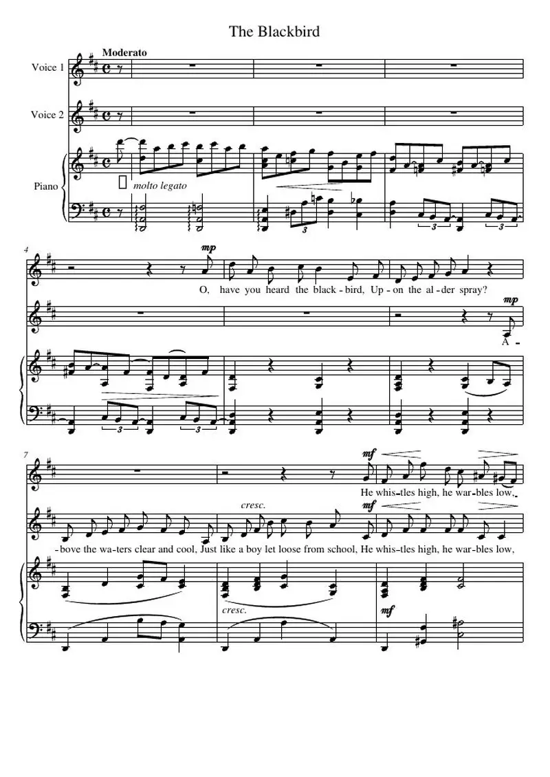 Первая страница нот «The Blackbird»