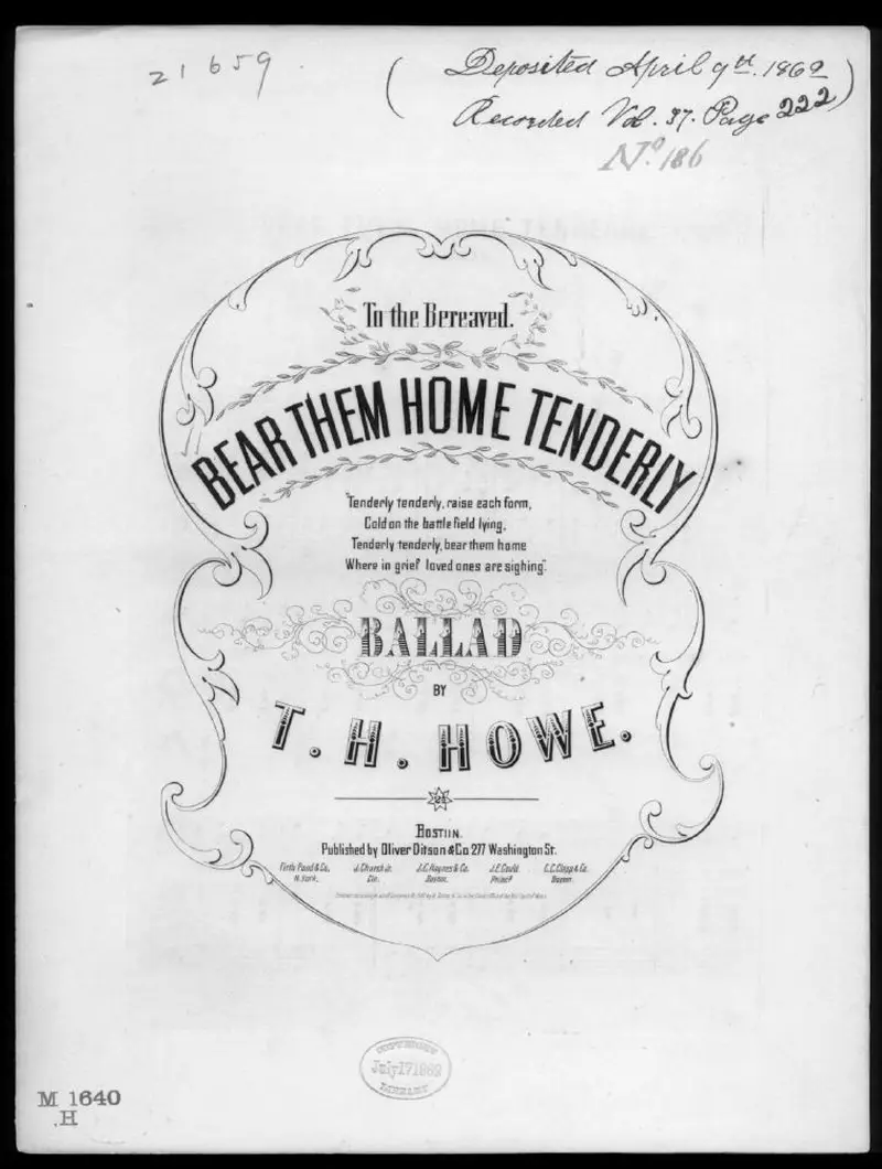 Первая страница нот «Bear them home tenderly»