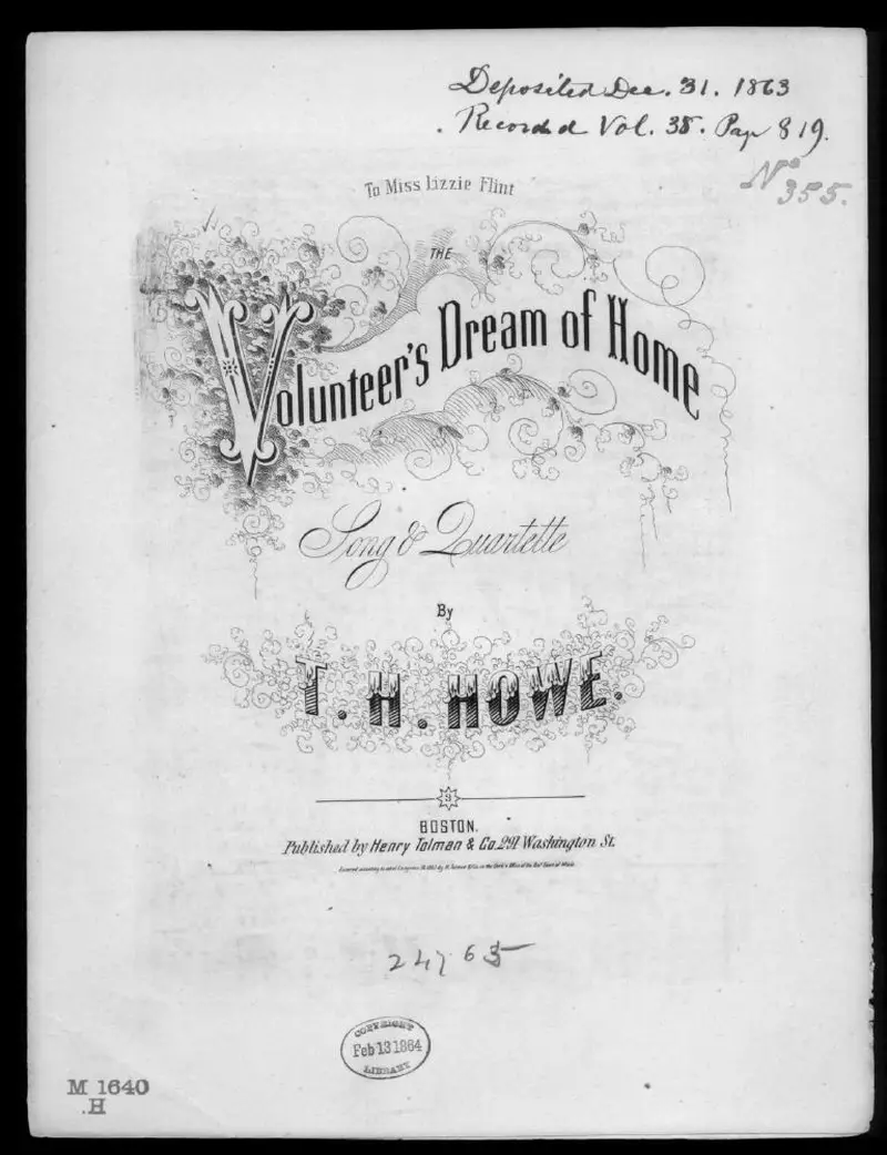 Первая страница нот «The Volunteer's dream of home»