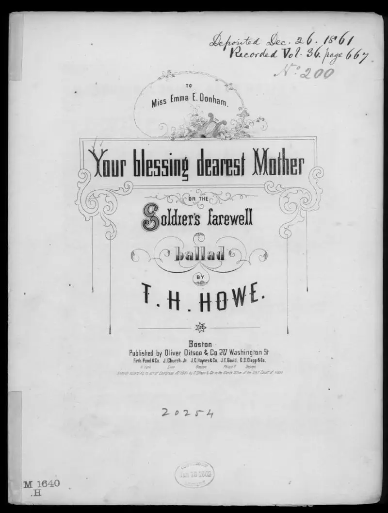 Первая страница нот «Your blessing dear mother»