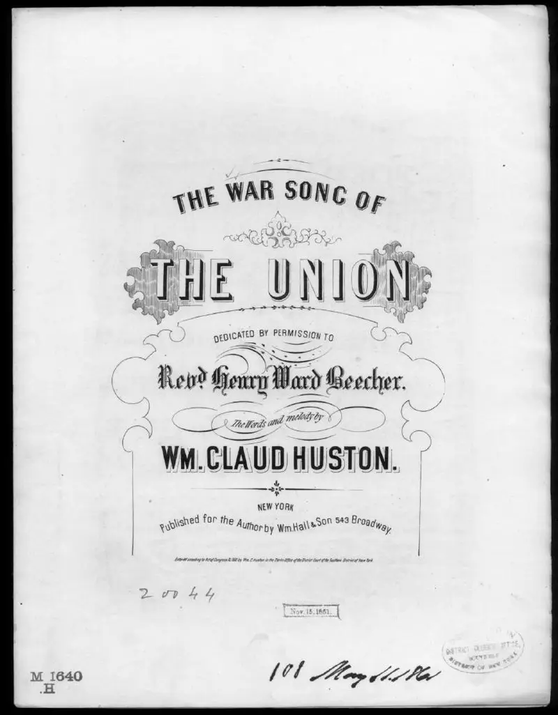 Первая страница нот «The War Песня of the Union»