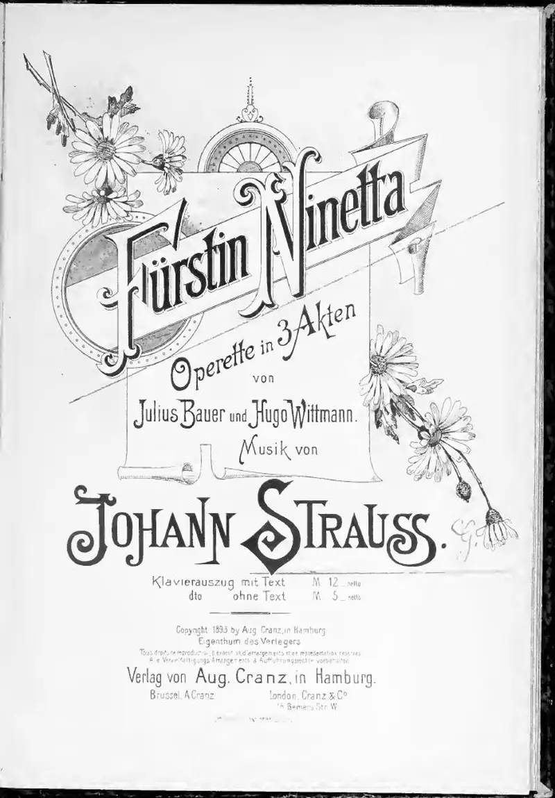 Первая страница нот «Fürstin Ninetta»