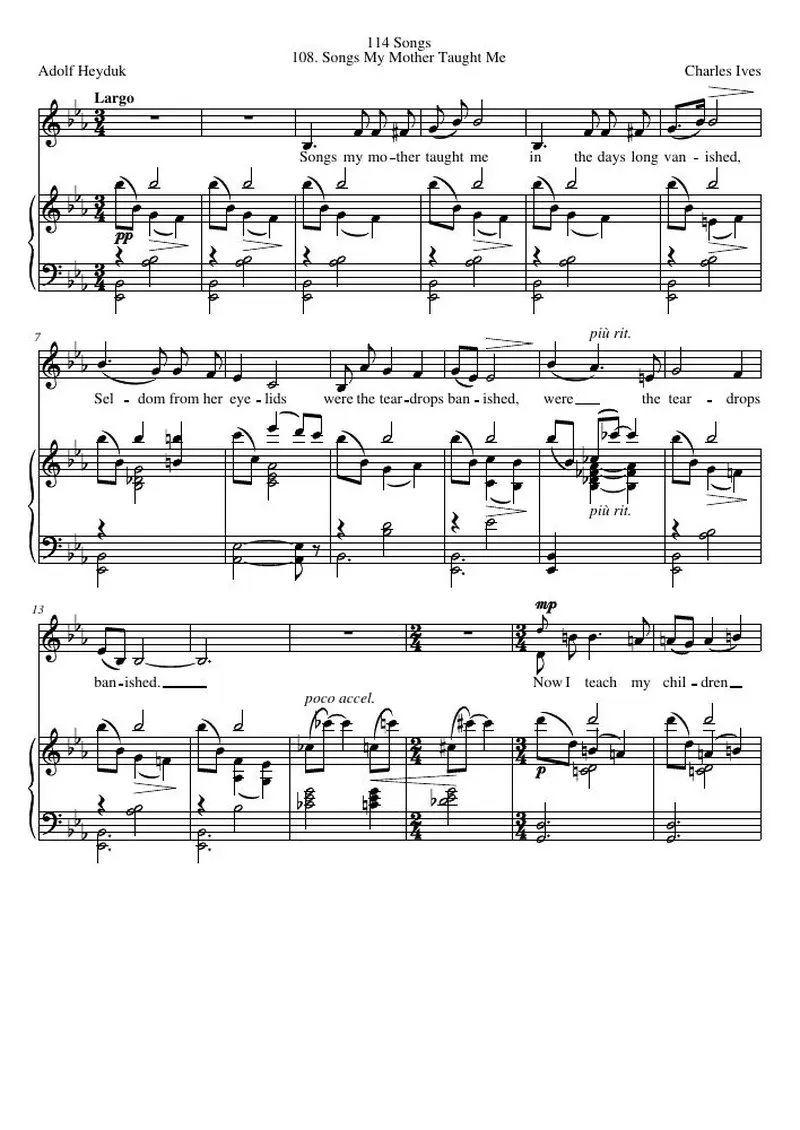 Первая страница нот «Songs My Mother Taught Me»