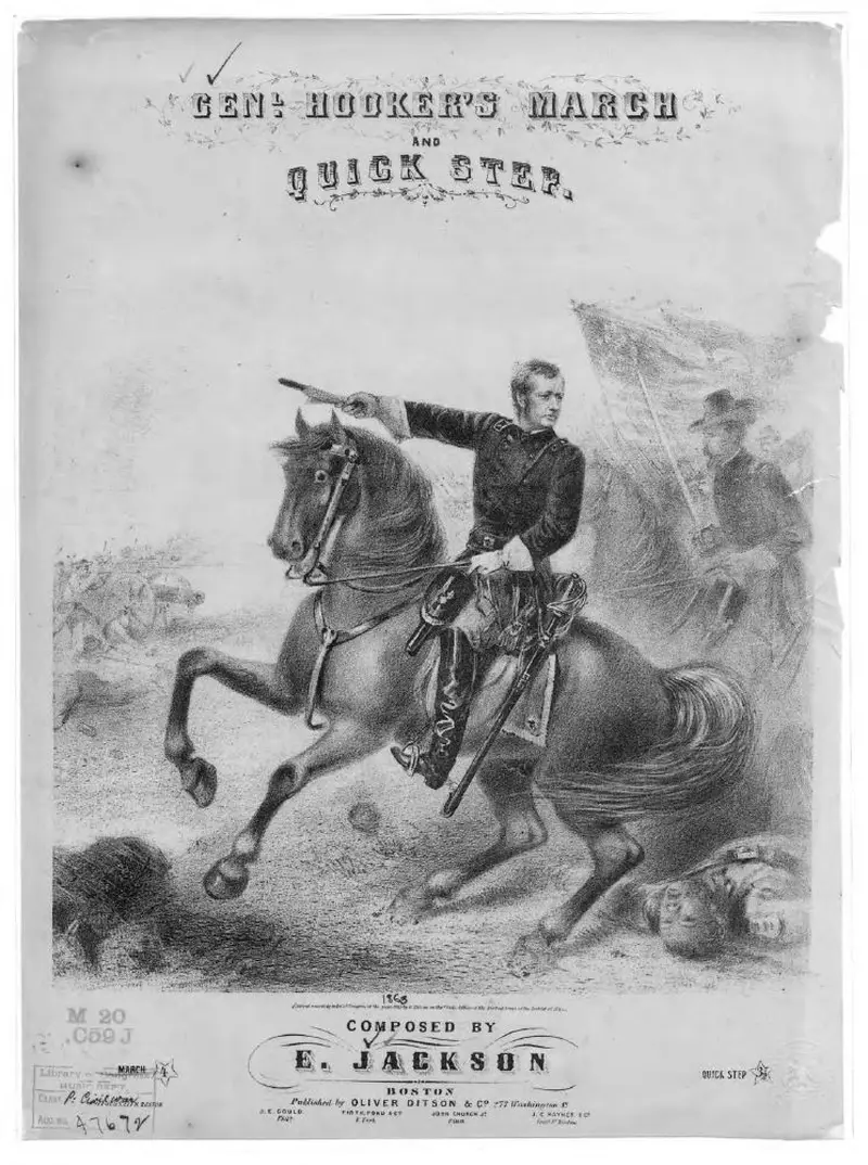 Первая страница нот «Genl. Hooker's Марш and quick step»