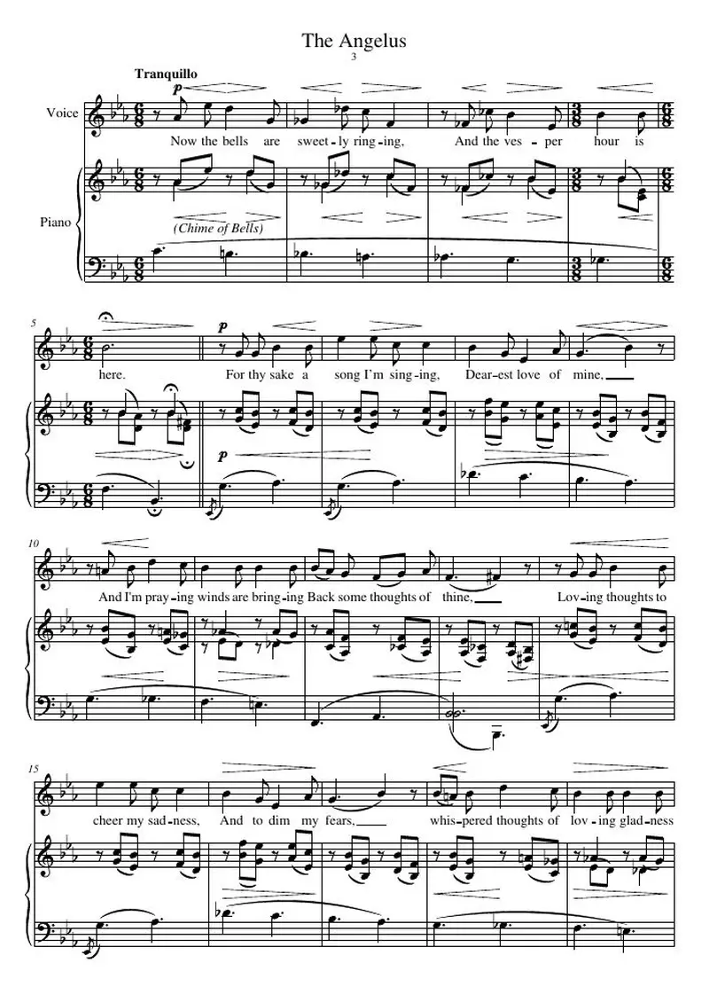 Первая страница нот «The Angelus»