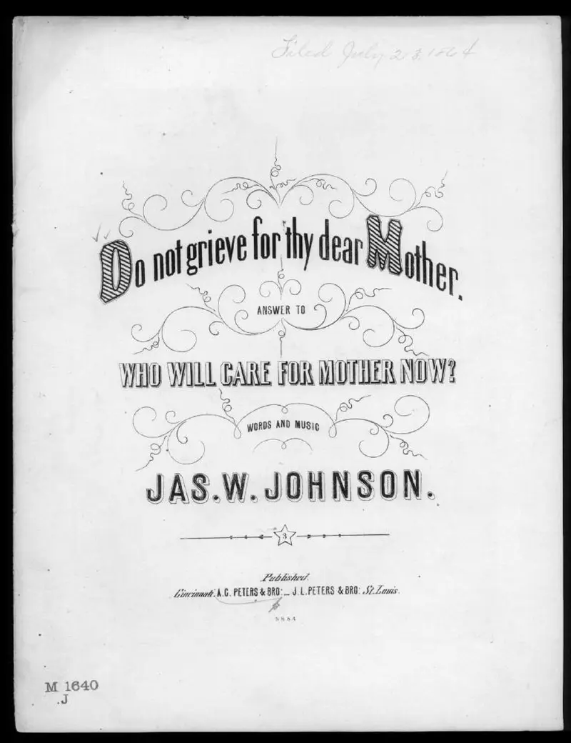 Первая страница нот «Do not grieve for thy dear mother»