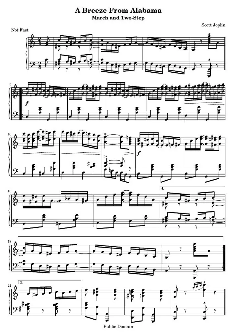 Первая страница нот «A Breeze From Alabama»