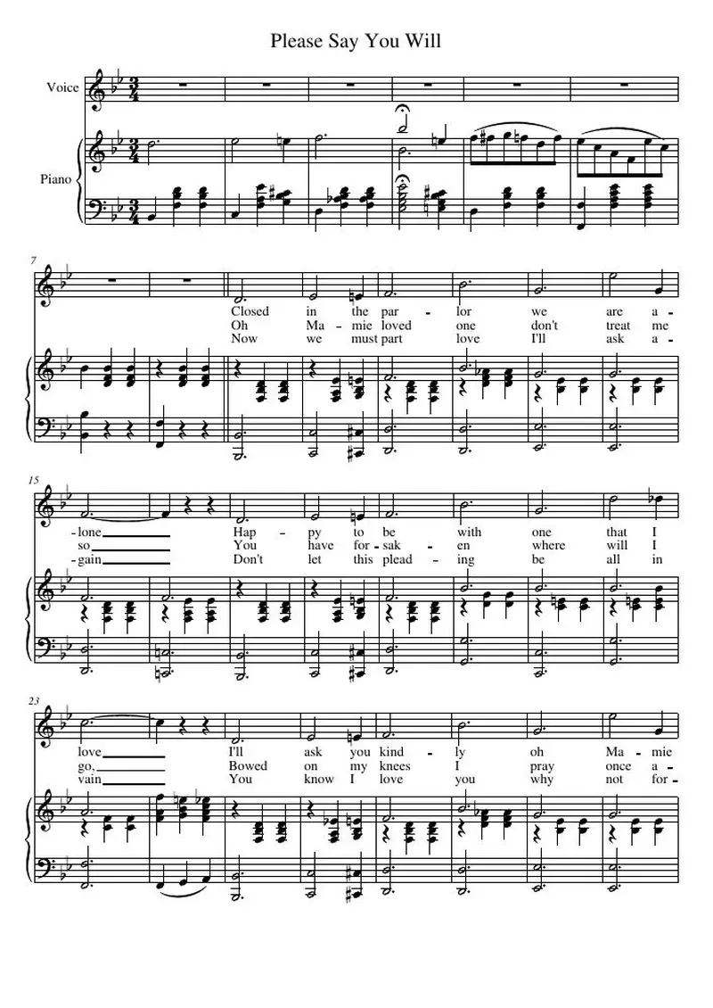 Первая страница нот «Please Say You Will»