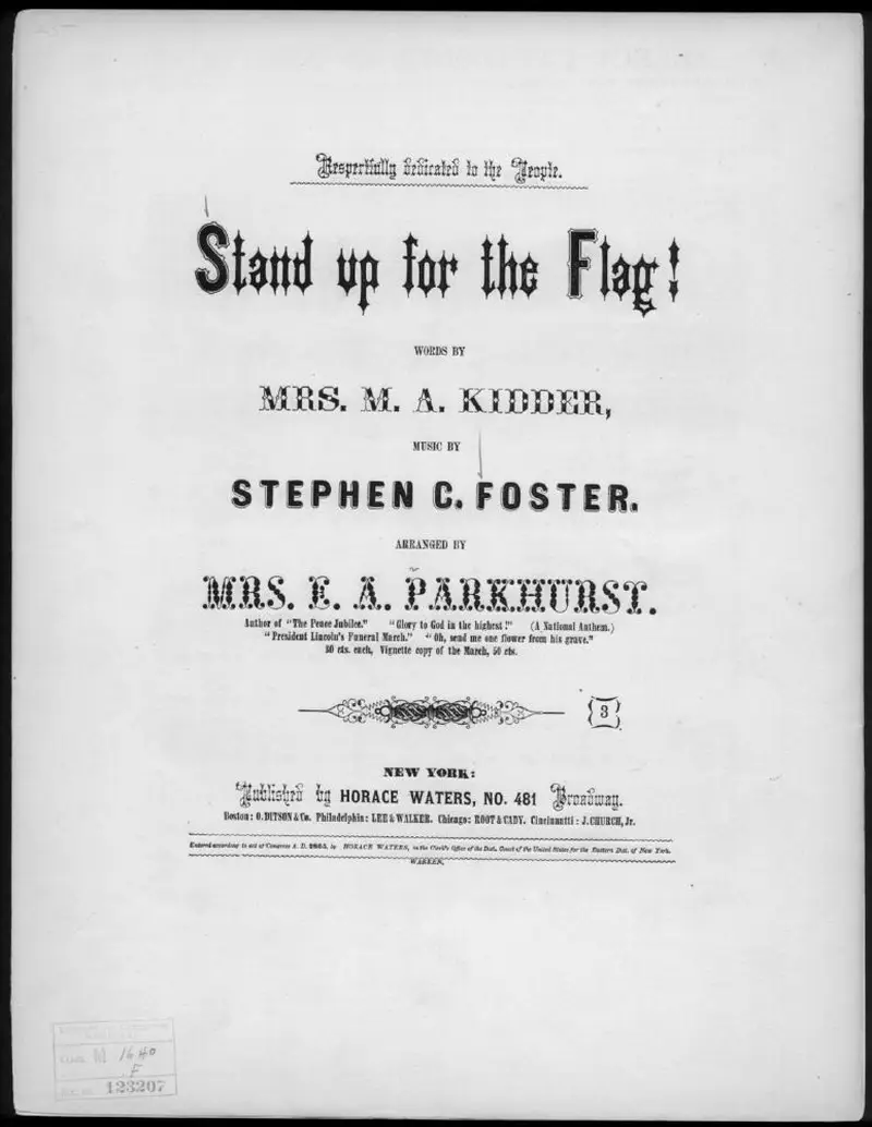 Первая страница нот «Stand up for the flag»