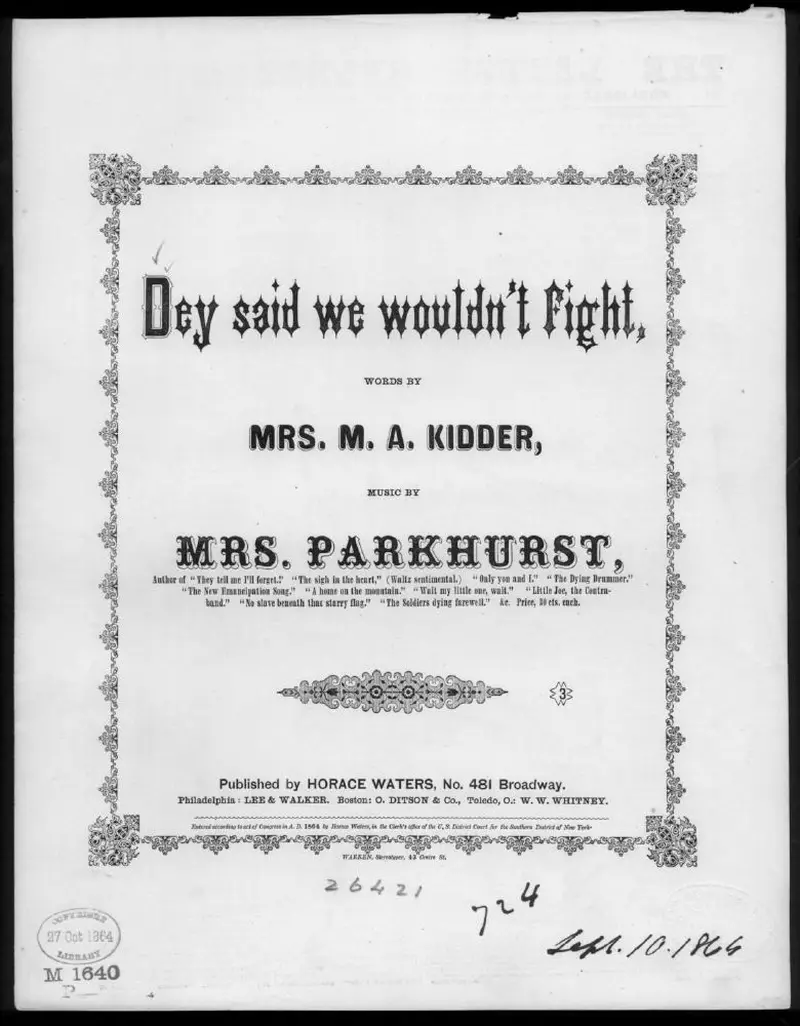 Первая страница нот «Dey said we wouldn't fight»