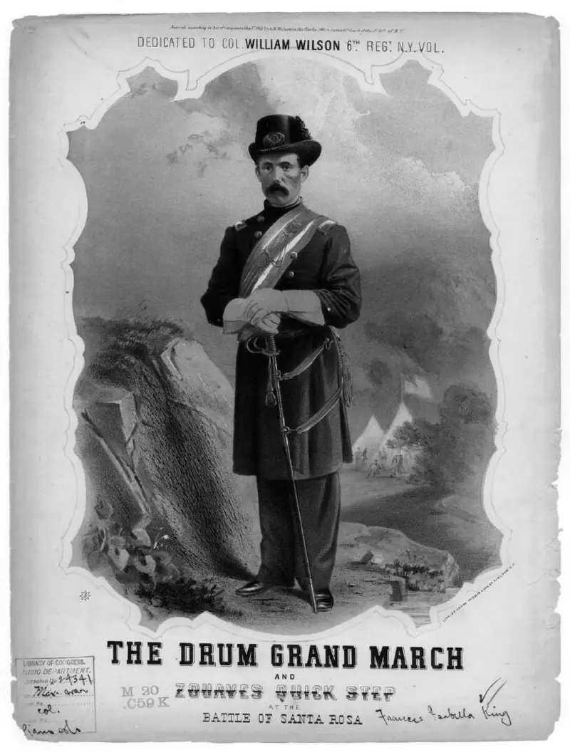 Первая страница нот «Drum grand Марш and Wilson's Zouave Quickstep»