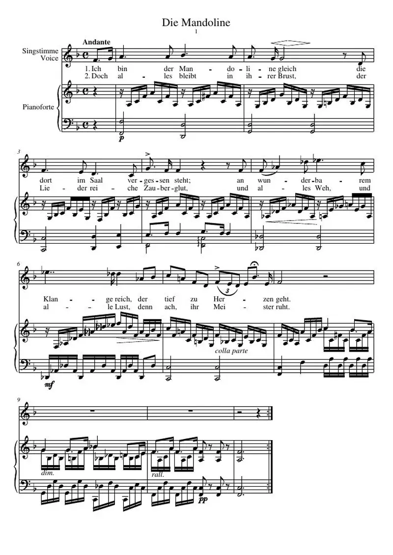 Первая страница нот «Die Mandoline»