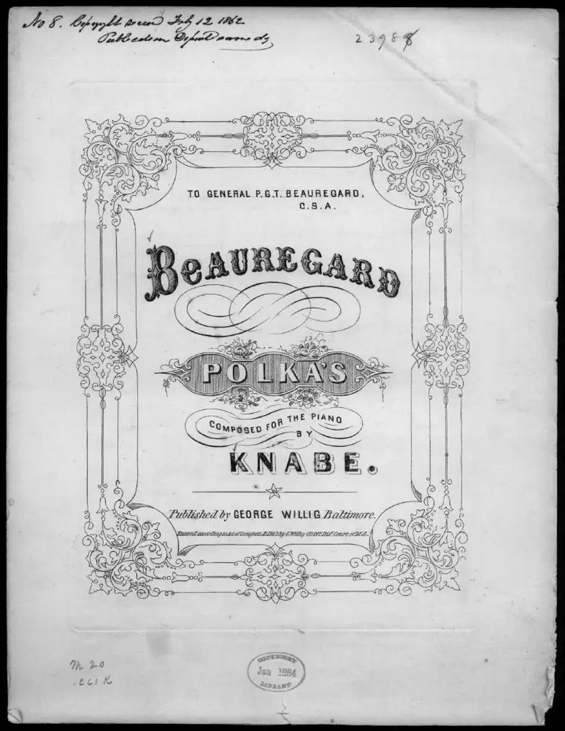 Первая страница нот «Beauregard's polka»
