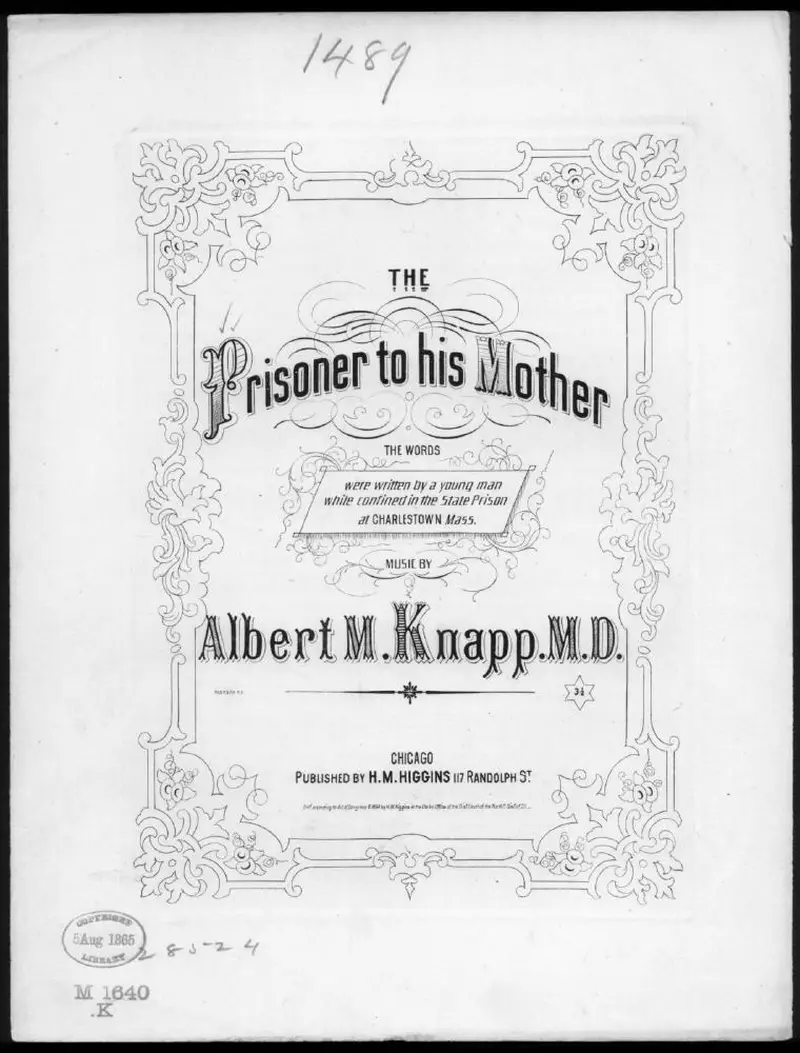 Первая страница нот «The Prisoner to his mother»