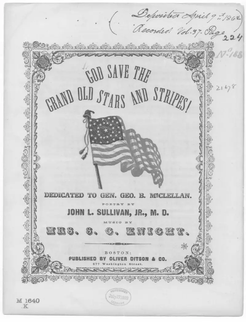 Первая страница нот «God save the grand old stars and stripes!»