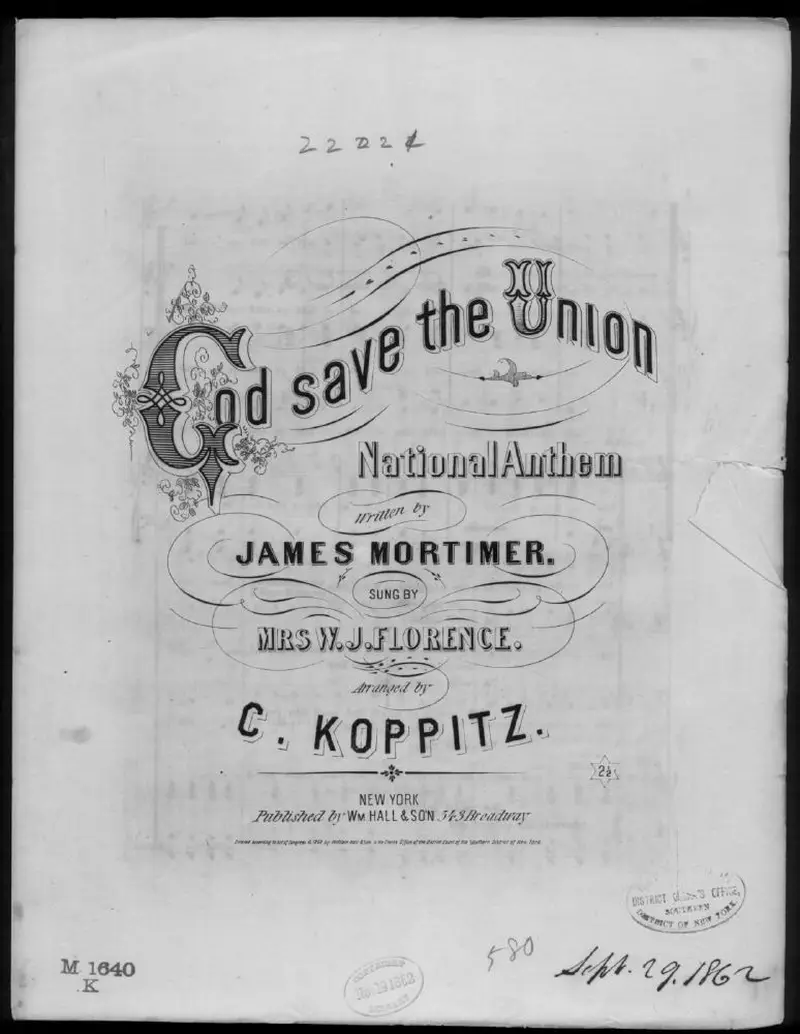 Первая страница нот «God save the Union»
