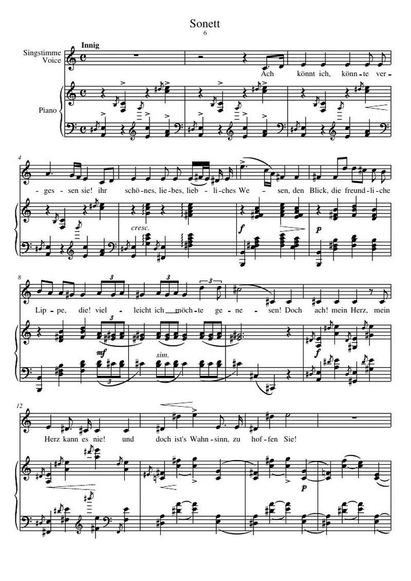 Первая страница нот «Sonett»