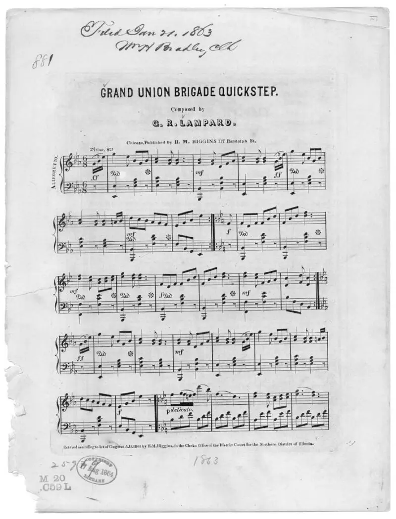 Первая страница нот «Grand Union brigade quickstep»