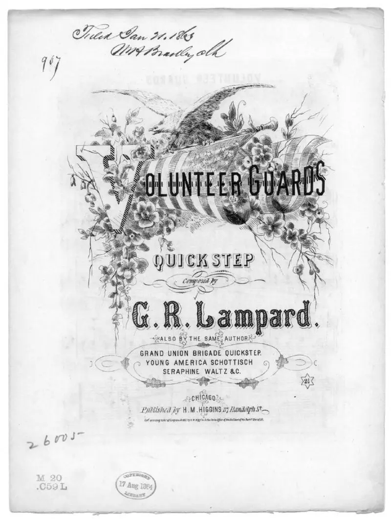 Первая страница нот «Volunteer guards quickstep»