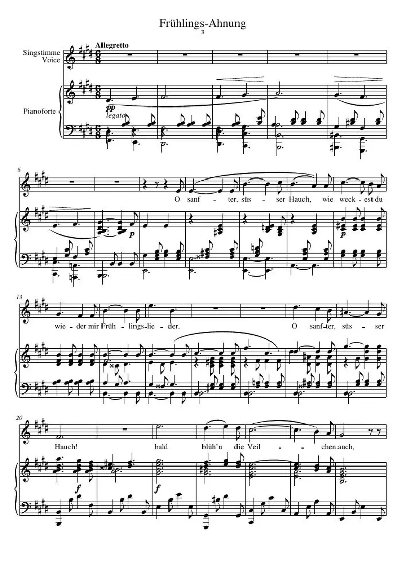 Первая страница нот «Frühlings-Ahnung»