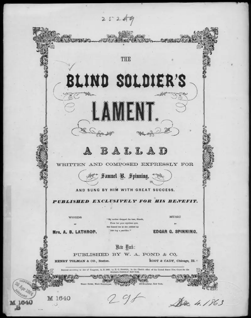 Первая страница нот «The Blind soldier's lament»
