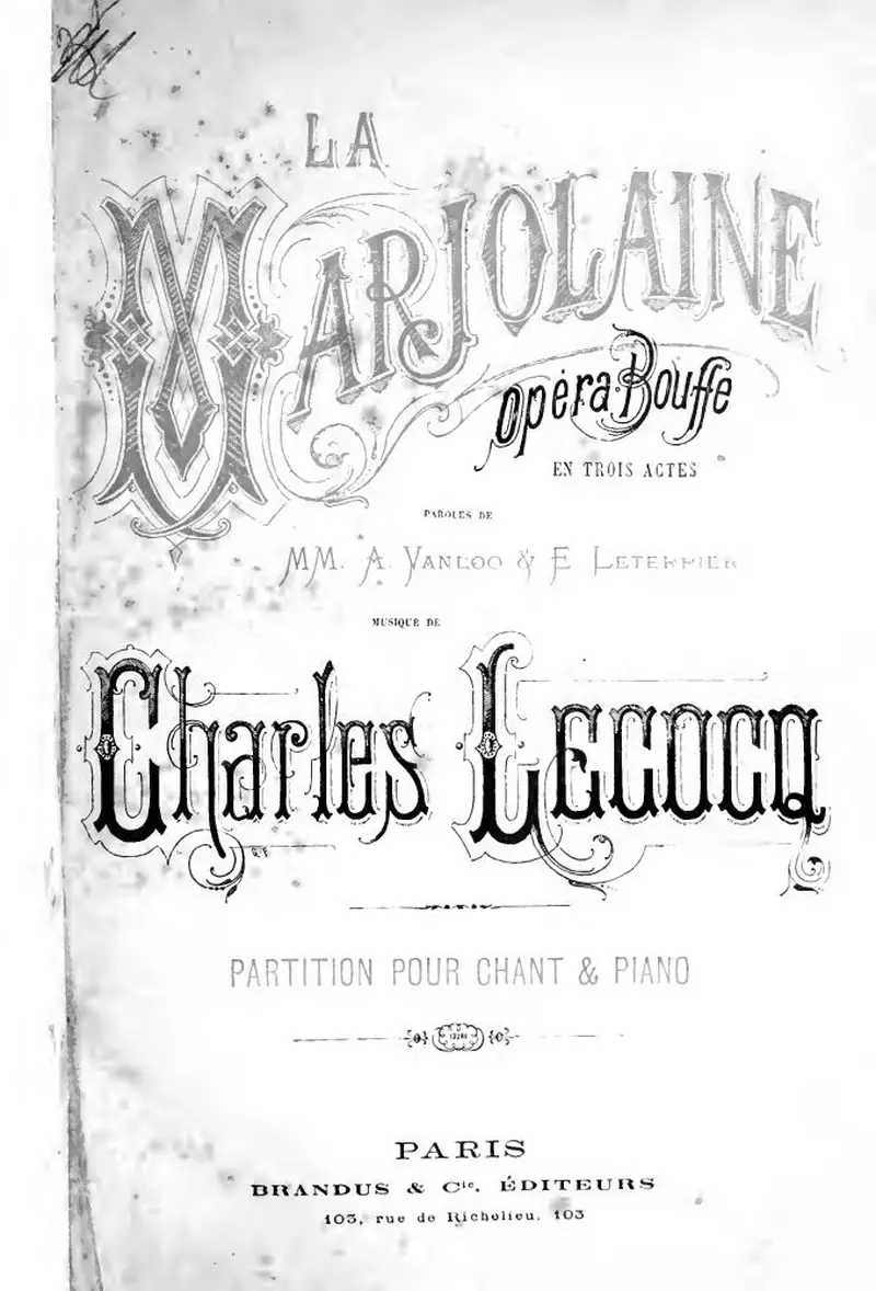 Первая страница нот «La marjolaine»