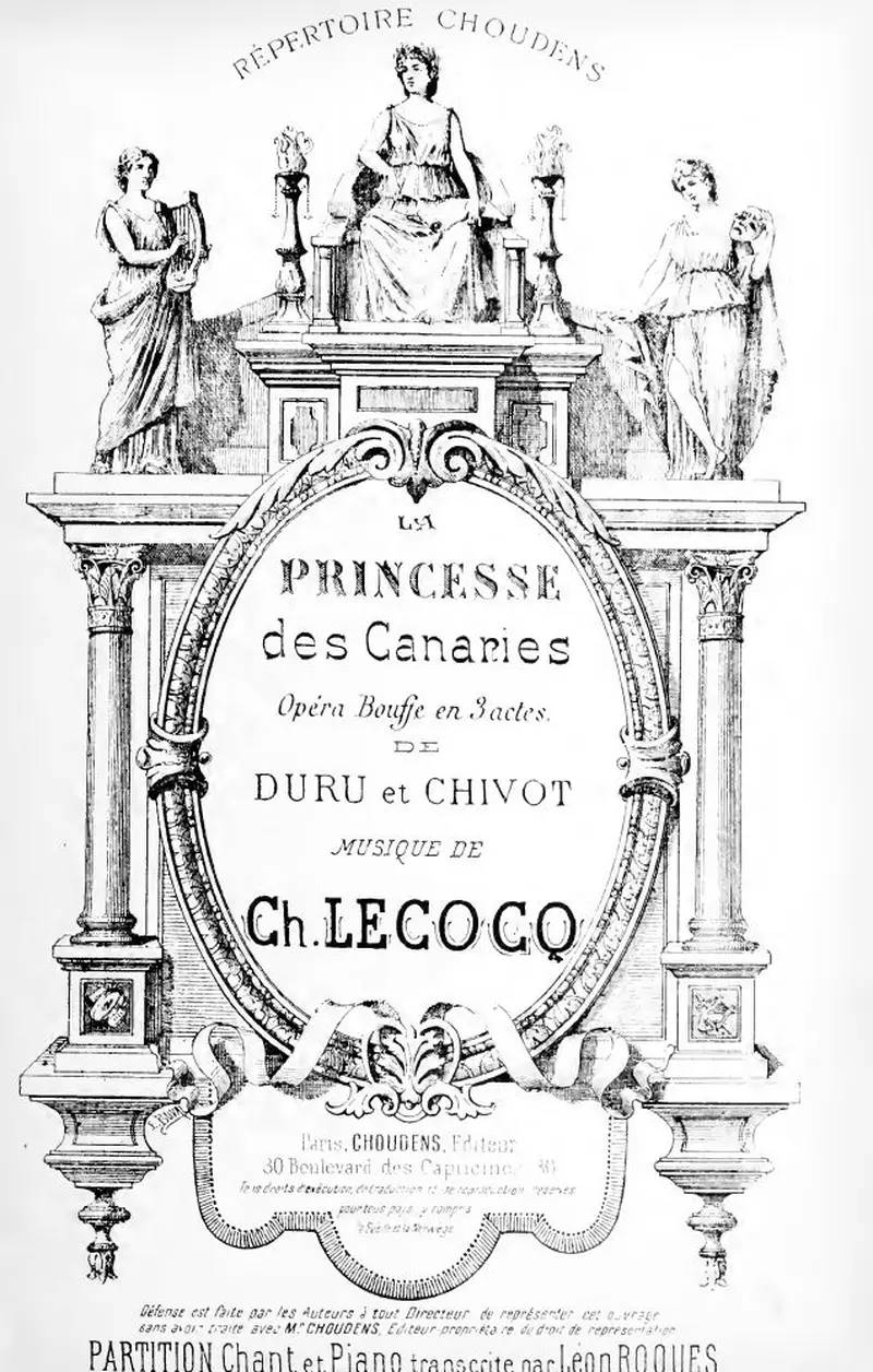 Первая страница нот «La princesse des Canaries»