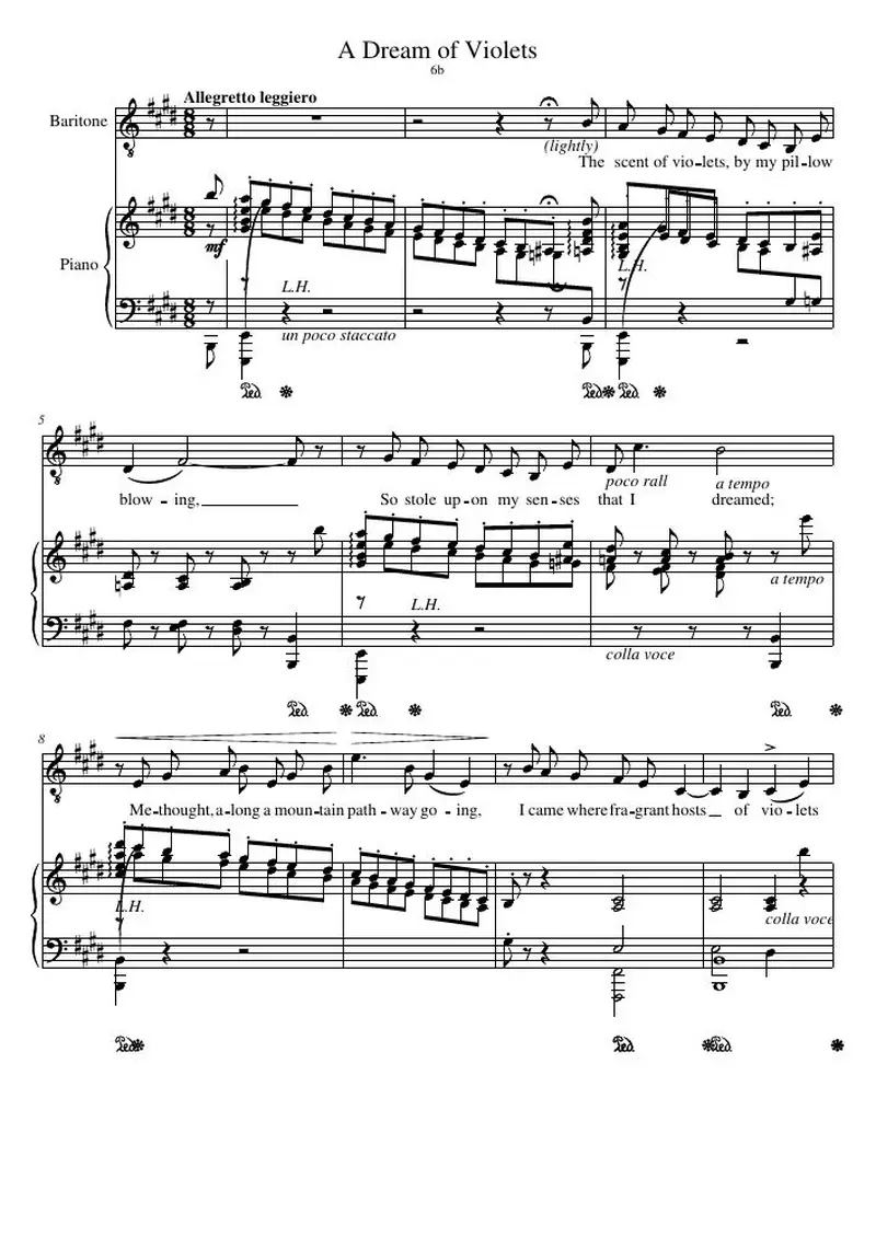 Первая страница нот «A Dream of Violets»
